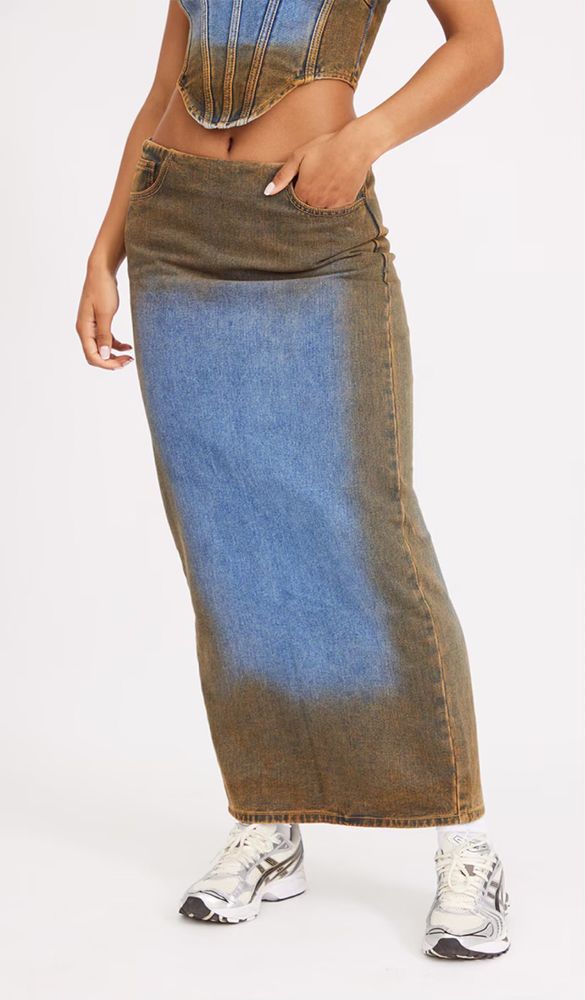 Спідниця джинсова жіноча з ефектом іржи PLT
