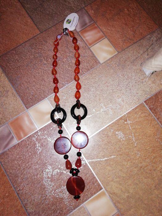 Намисто із натурального каміння бичачого и соколиного ока