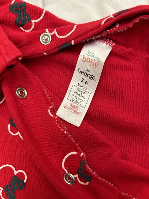 Czerwone śpioszki dziewczęce Minnie Mouse 62-68 pajacyk piżama Disney