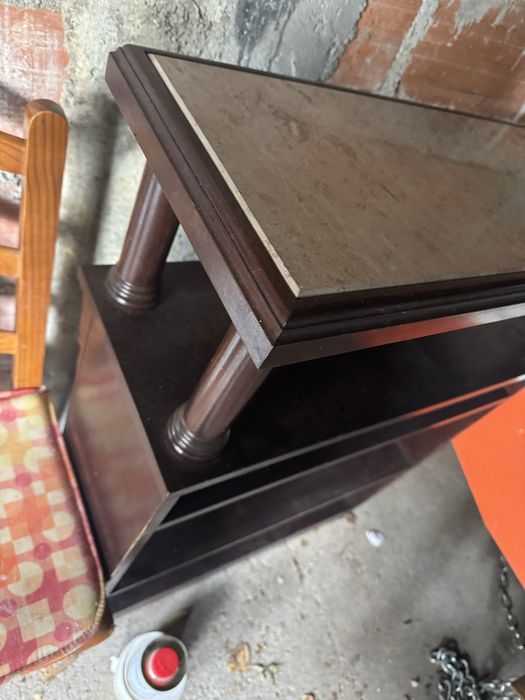 Movel para bar em nogueira com base de pedra marmore