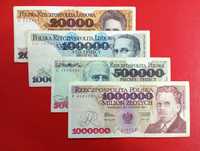 Banknoty PRL zestaw 4 szt. 20000/100000/500.000/ 1.000000 zł