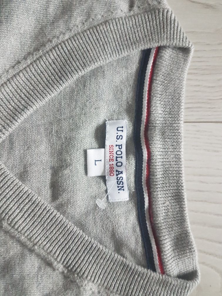 Sweter jak nowy U.S. Polo Assn. szary, r. XL