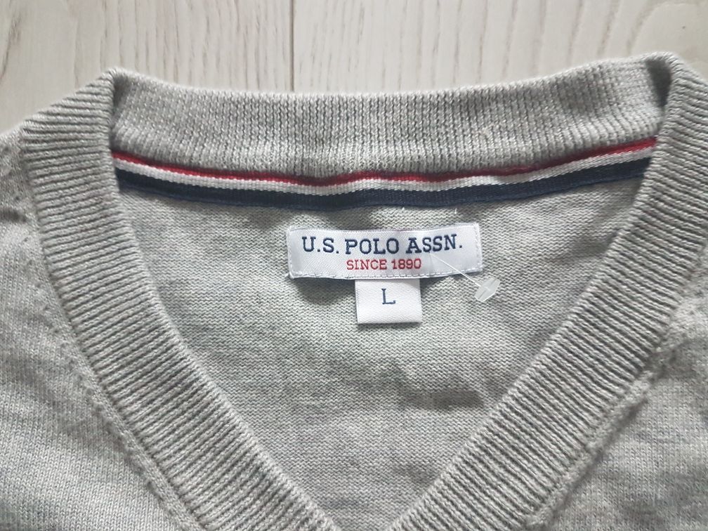 Sweter jak nowy U.S. Polo Assn. szary, r. XL