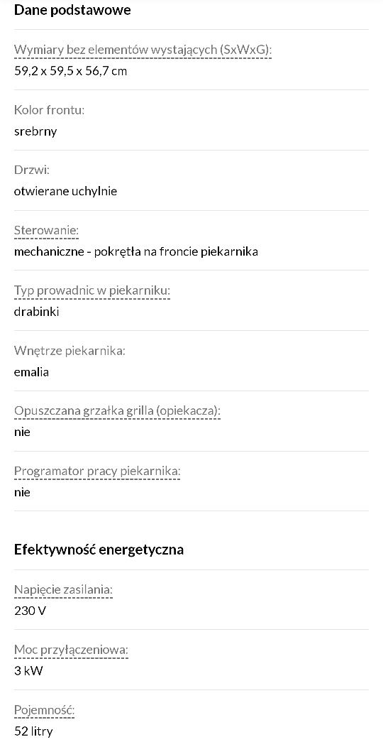 Piekarnik do zabudowy elektryczny termoobieg Electrolux 60