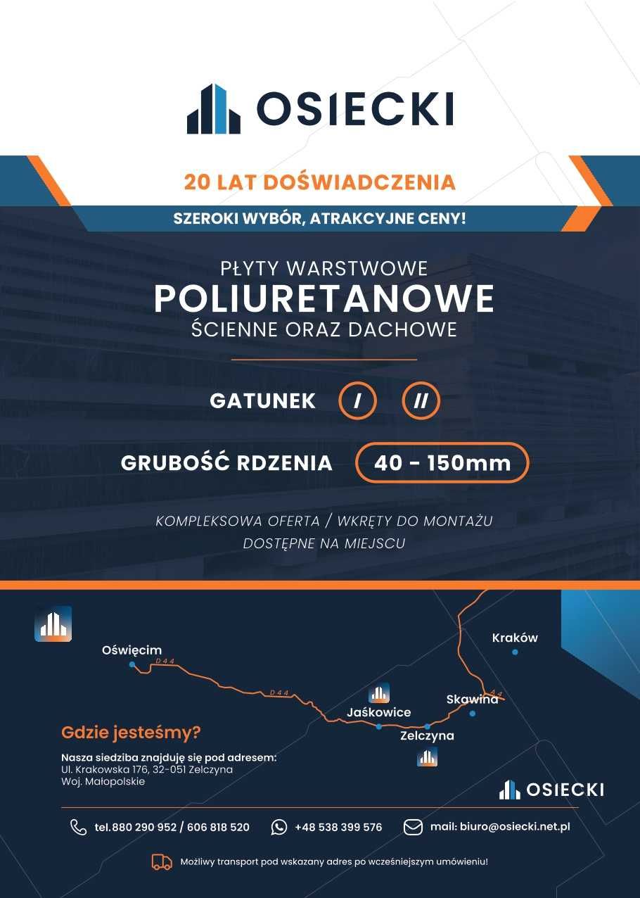 Płyta warstwowa, płyta obornicka, PIR, ścienna, dachowa
