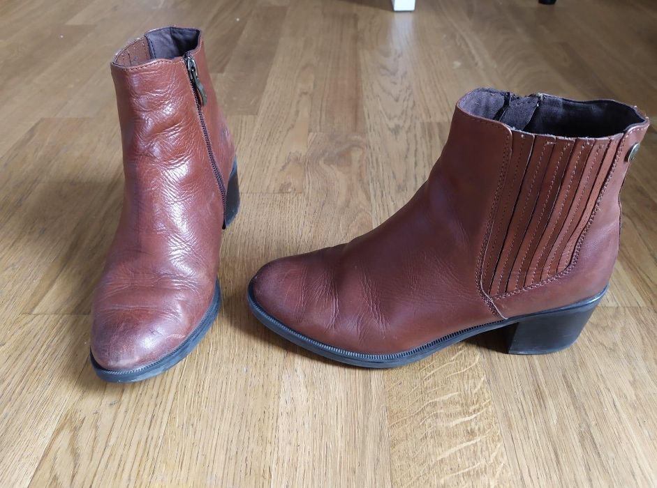 buty botki Caprice rude brazowe koniakowe 37 skora skorzane z X.2019r.