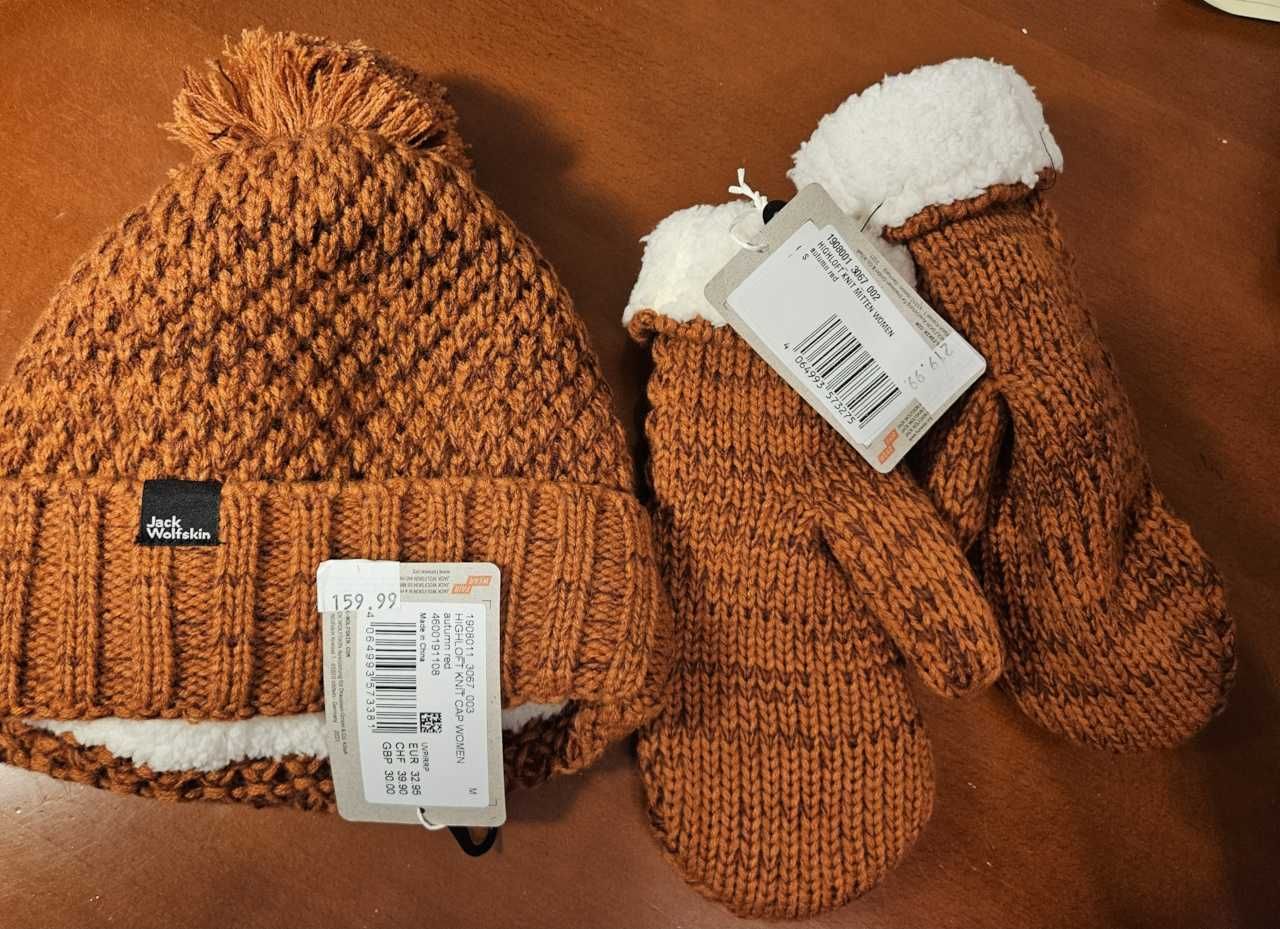 Czapka + Rękawiczki damskie nowe Jack Wolfskin Highloft