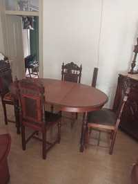 Mobília antiga.mesa oval 1,5 a 2,5 recuperada,louceiro e cristaleira