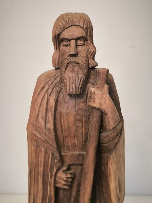 Rzeźba ludowa sygnowana Święty Krzysztof
