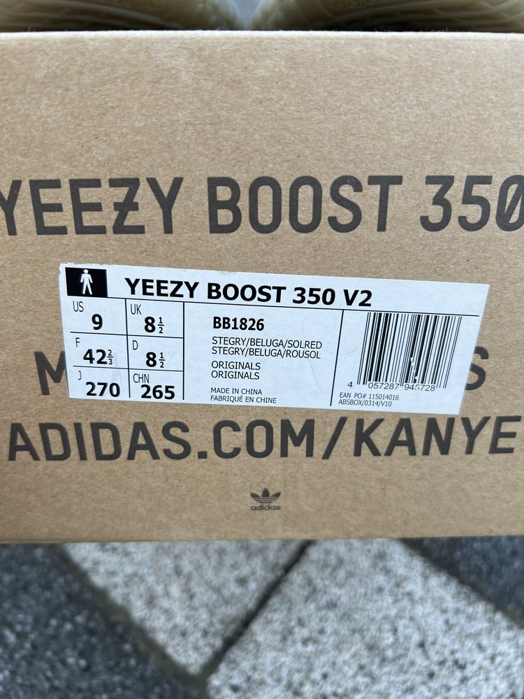 Adidas Yeezy Boost 350 V2 Beluga 1.0 OG 2016 sneakersy szare 42 2/3