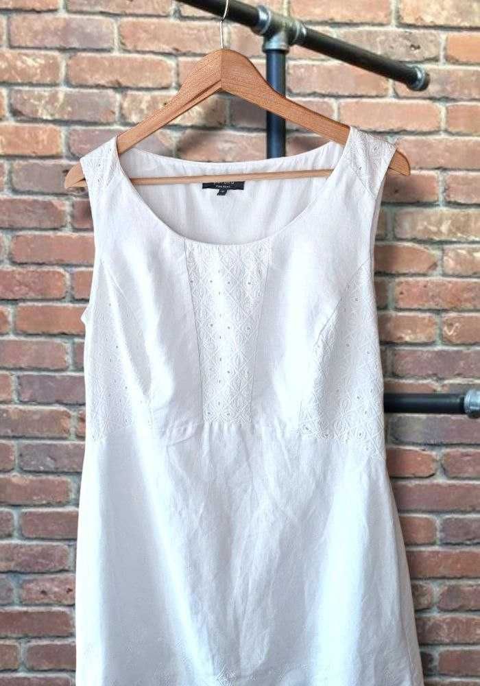 Белое летнее платье из льна с вышивкой Marks&Spencer, р. М