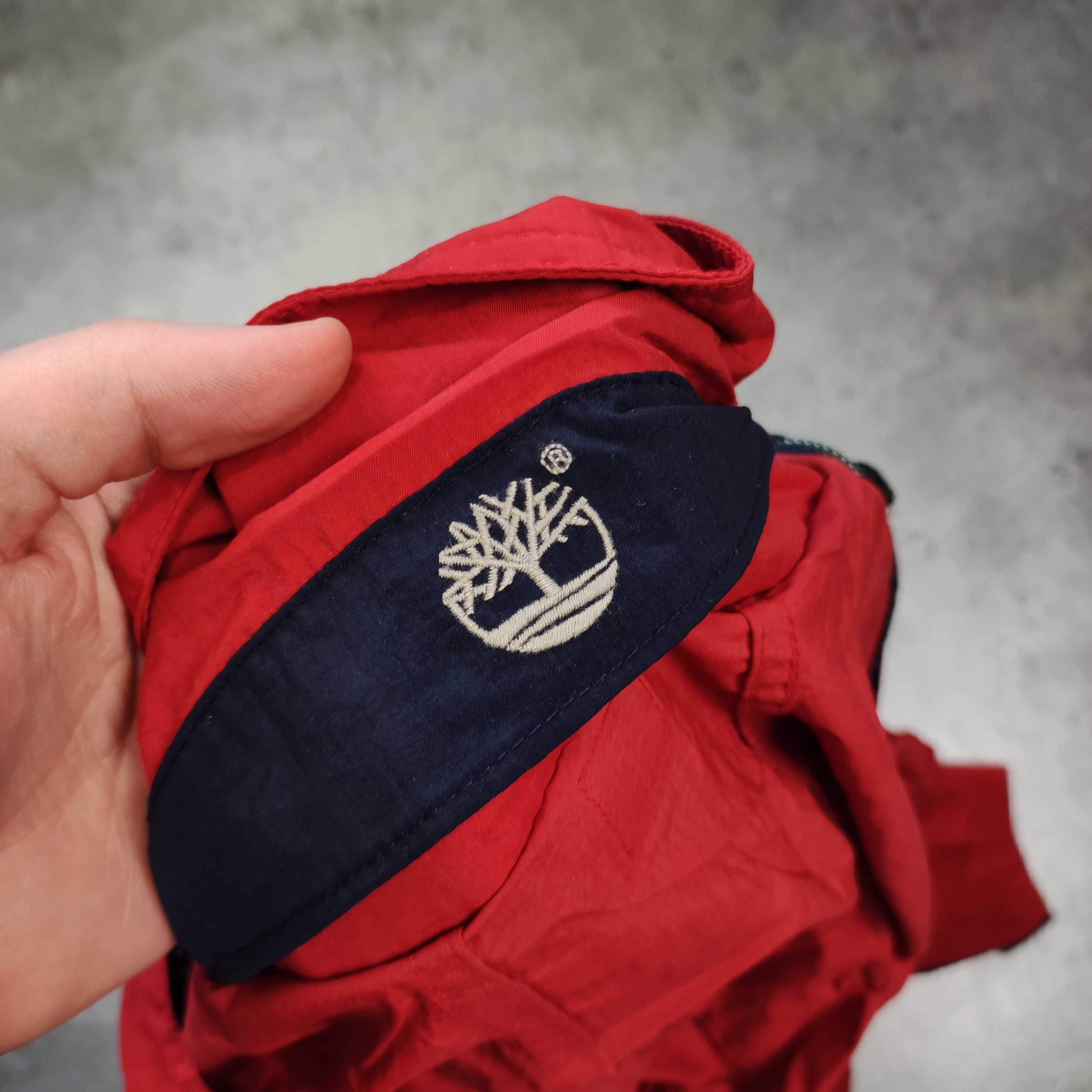 MĘSKA Vintage RETRO Kurtka Przejściowa Lekka Timberland Czerwona Logo