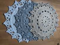 DYWAN okrągły ze sznurka szydełkowy reliefowy Hand Made 65cm