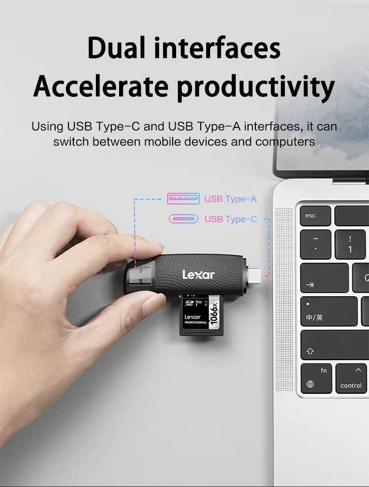 Czytnik kart pamięci Lexar Dual Slot USB-A/C RW310X microSD/SD USB 3.1