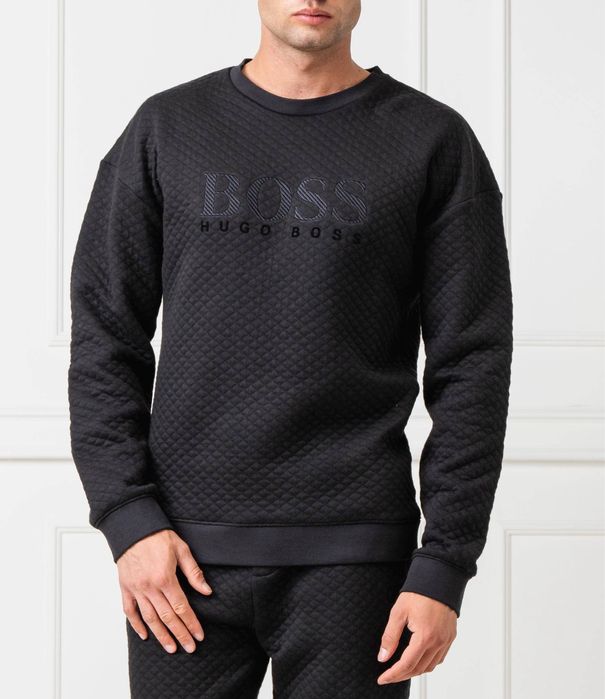 HUGO BOSS (M) джемпер свитшот мужской черный вафельный оригинал кофта