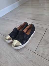 Mokasyny 28 buty dla dziewczynki złote czubki
