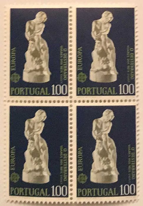 Quadra de selos novos de 1$00 - Europa CEPT - Escultura - 1974