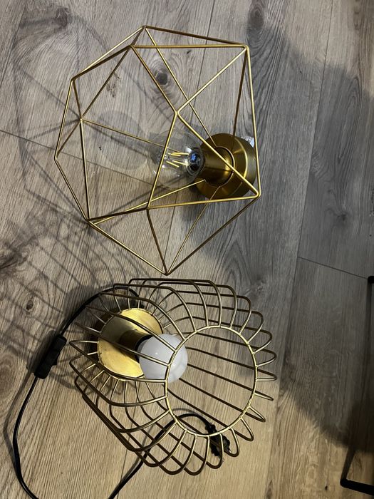 Lampa wisząca i lampka nocna złota, komplet