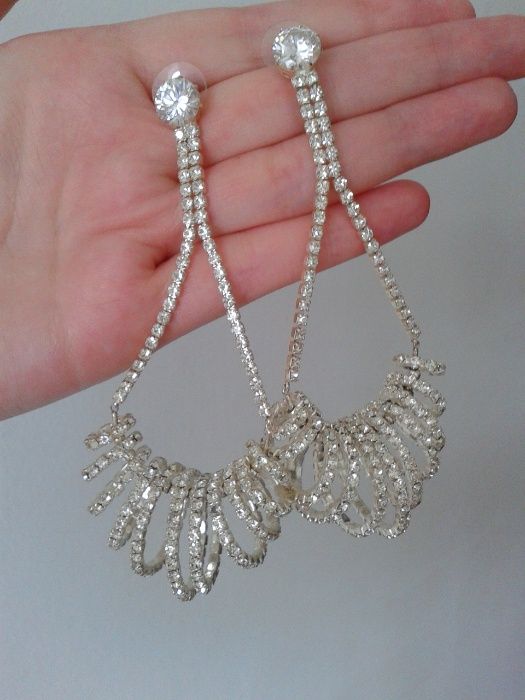Серьги Swarovski,Шикарные сережки Сваровски,Эксклюзив,Длинные