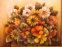 Kwiaty obraz olejny ręcznie malowany na płótnie 90 cm x 75cm