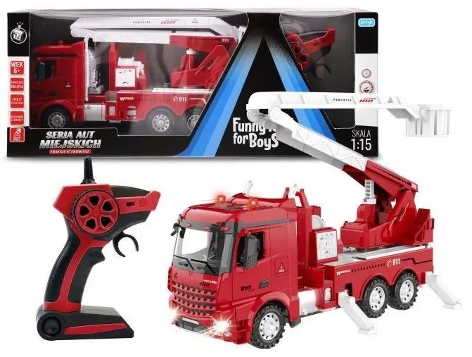 Zdalnie Sterowany Wóz Strażacki Straż Pożarna Auto R/C Światło Dźwięk