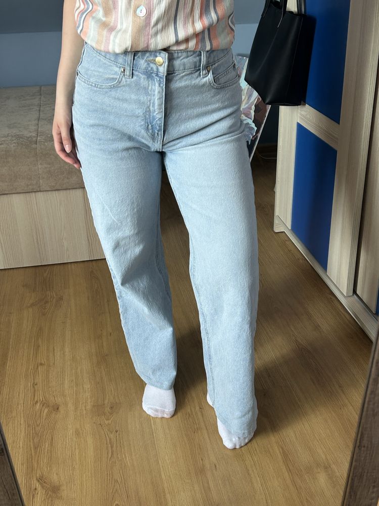Jeansy damskie wide leg petite H&M S/36