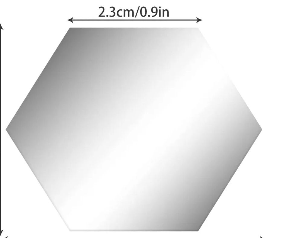 48sztuk naklejki lustrzane lustro lusterka hexagon srebrne przyklejane