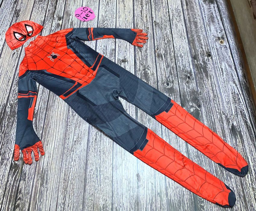 Новогодний костюм Spidermen с маской для мальчика 9-10 лет, 134-140 см