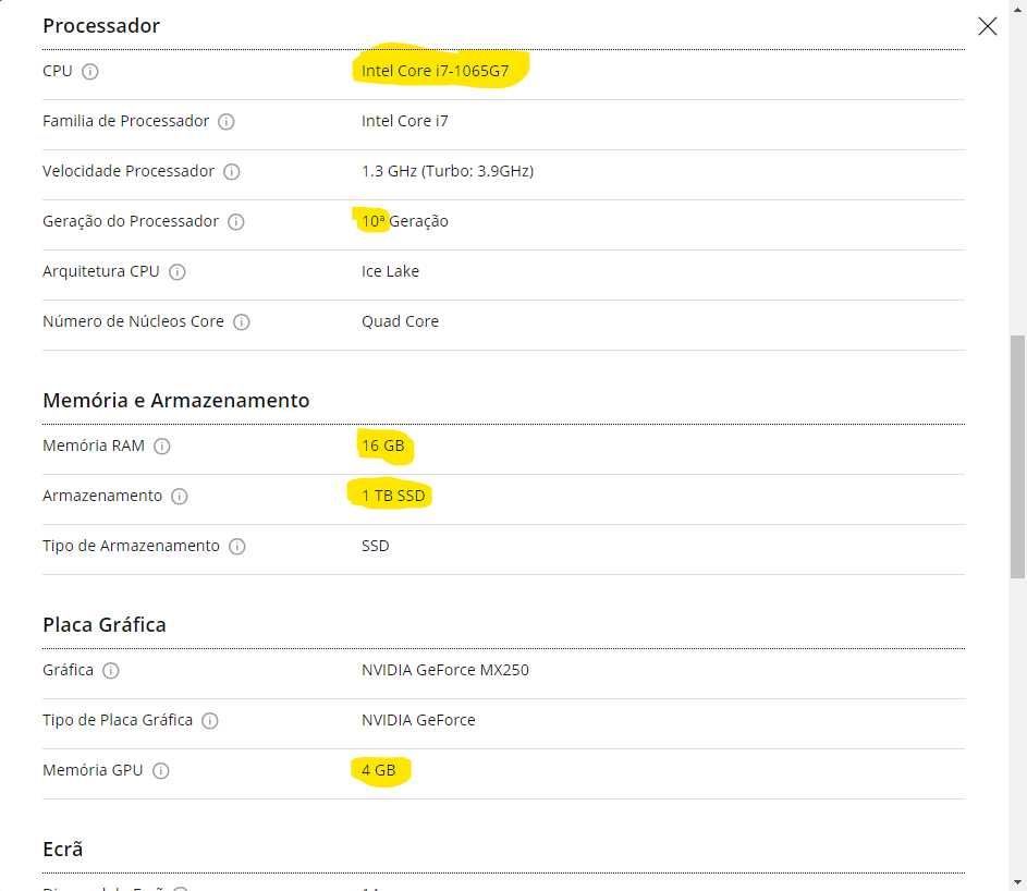 Portátil HP 14'' i7 10º 1 TB SSD