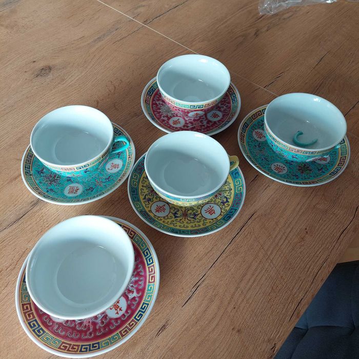 Chińska porcelana filiżanki Vintage "Mun Shou"