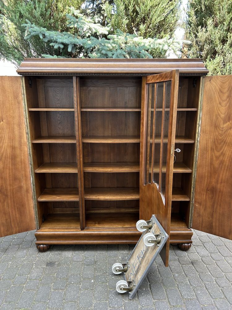 Antyczna Biblioteka Kredens Witryna Lata 20-te Uniakt Po Renowacji