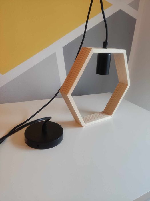 Lampa wisząca drewniana, hexagon