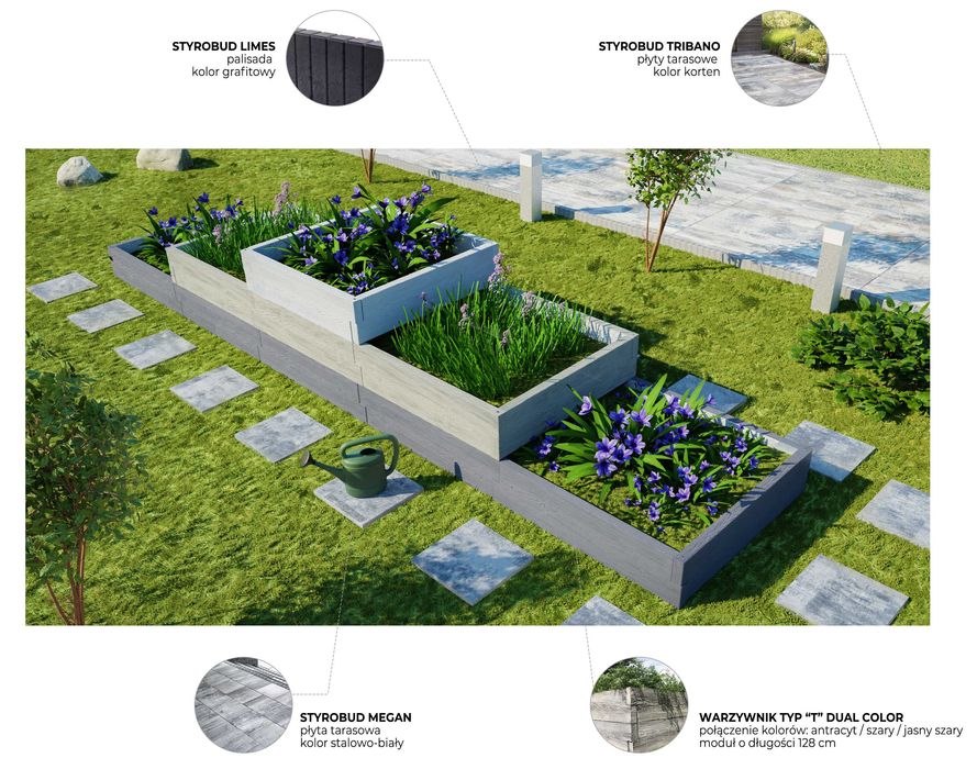 Warzywnik betonowy podwyższone grządki Paleta na zielnik kwiaty Donice