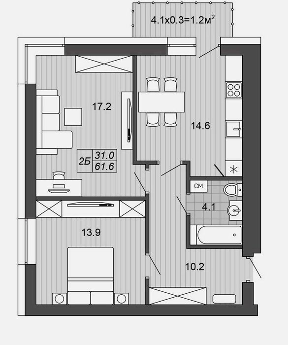 2-х кімнатна в жк Від Кутюр