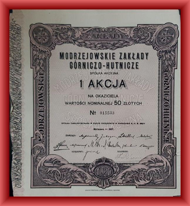 DEKO Modrzejowskie Zakłady Górniczo-Hutnicze 1 akc