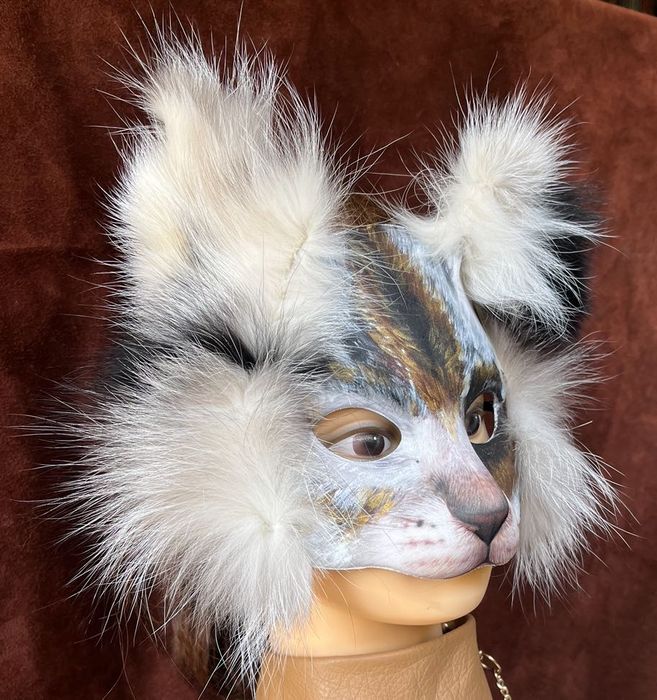 Therian maska + ogon naturalne futro