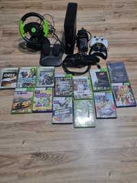 X Box 360 + kinekt+ kierownica+gry+2pady