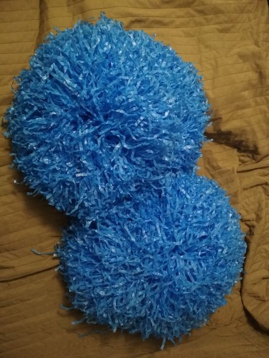 Pompony cheerleaderskie niebieskie komplet