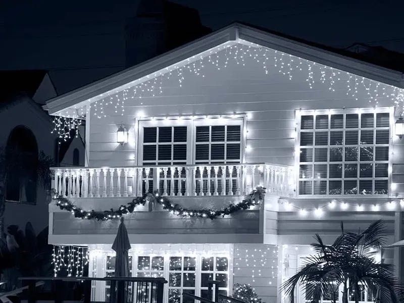 sople 100 led zimna biel +flash na dach lampka choinkowa zewnętrzna