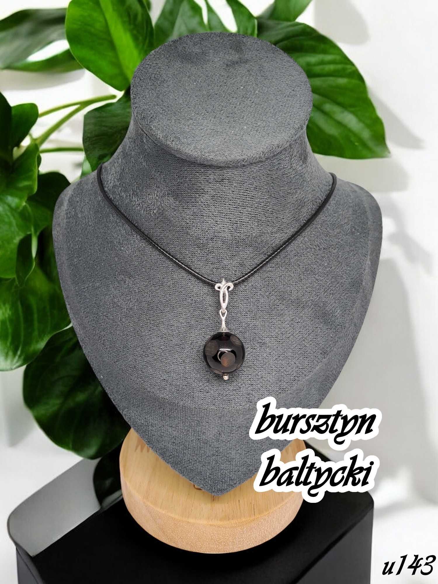 Zawieszka kulka fasetowana z bursztynu bałtyckiego, bursztyn, srebro