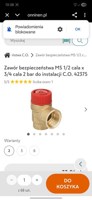 Zawór bezpieczeństwa 1/2" x 3/4" 2 bary