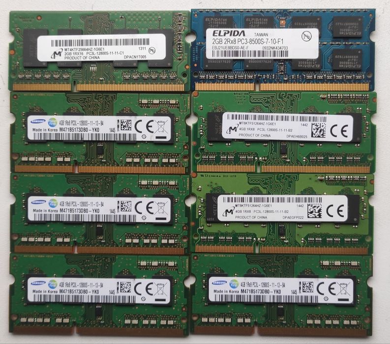 Память  до ноутбука 1gb, 2gb, 4gb, 8gb so-ddr2, ddr3, ddr4