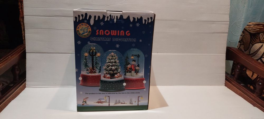 Новогодний снежный  Огромный МегаШар Колба музыка свет снег