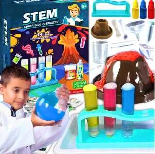 Zestaw Naukowy 14 w 1 – Eksperymenty Chemiczne z Wulkanem dla Dzieci
