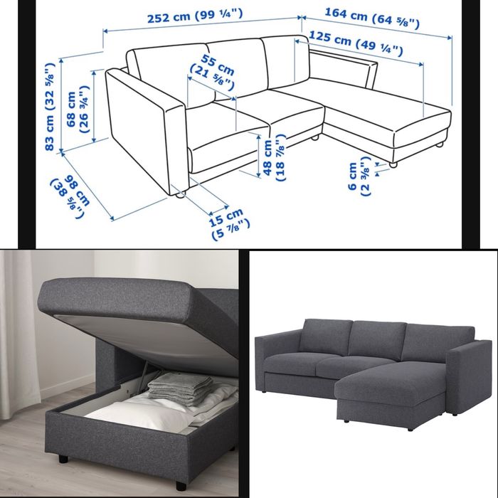 Sofa rozkładana, modułowa/narożnik ikea vimle