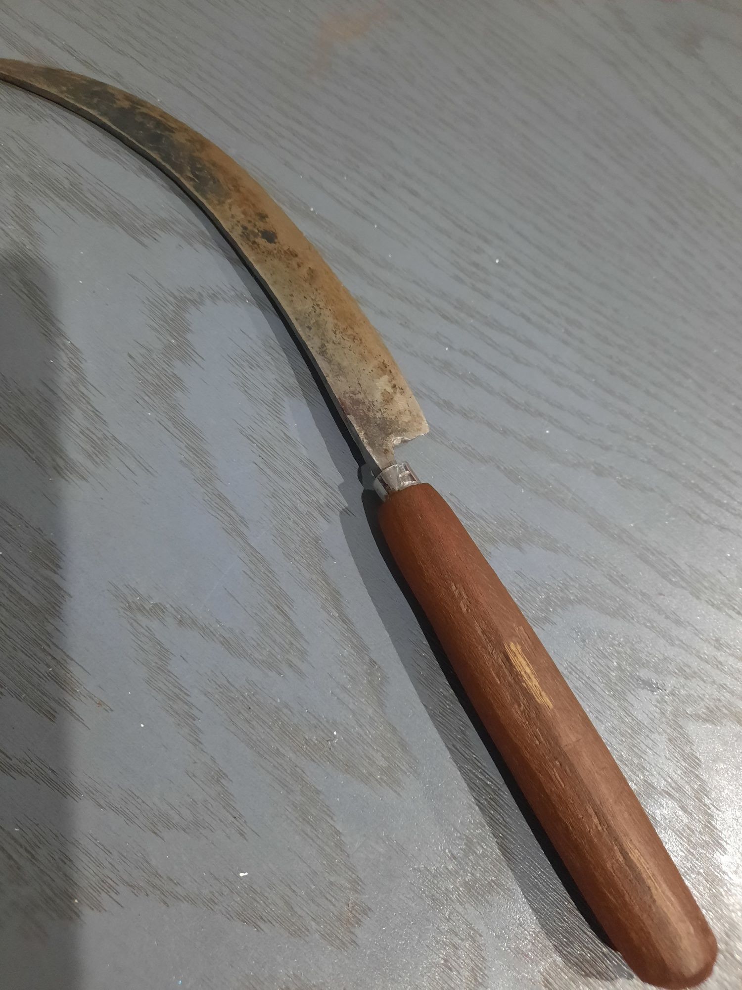 Vintage nóż rybacki z kutra, dł 35cm, ręcznie wykonany lata 30-40 XXw
