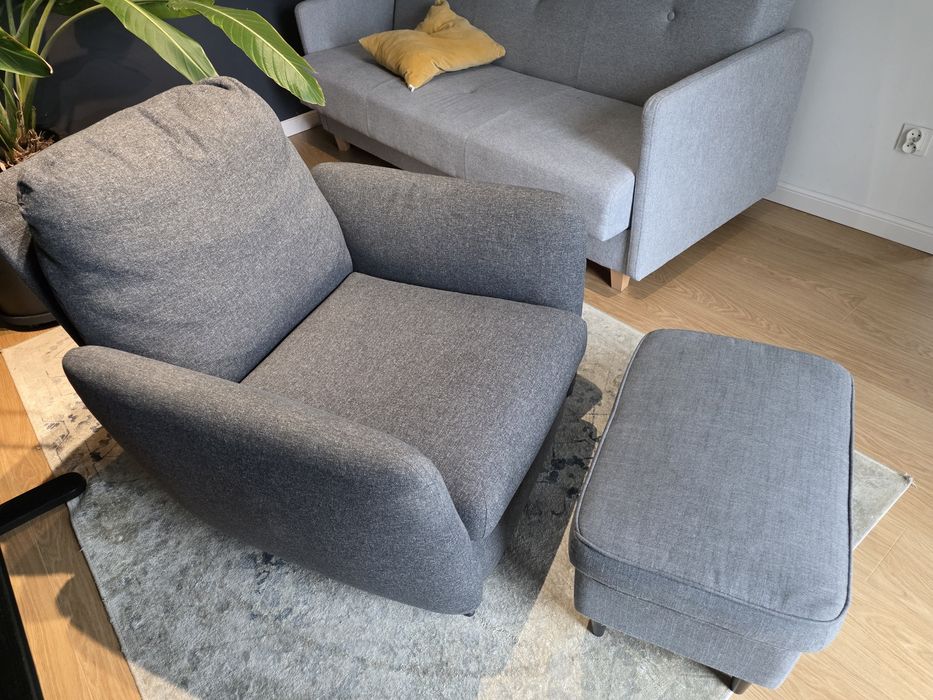 Fotel ikea EKOLSUND rozkladany wraz z pufą