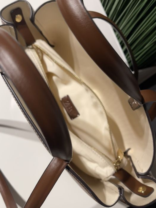 Torebka shopper Zara viral nowa z metką brązowa