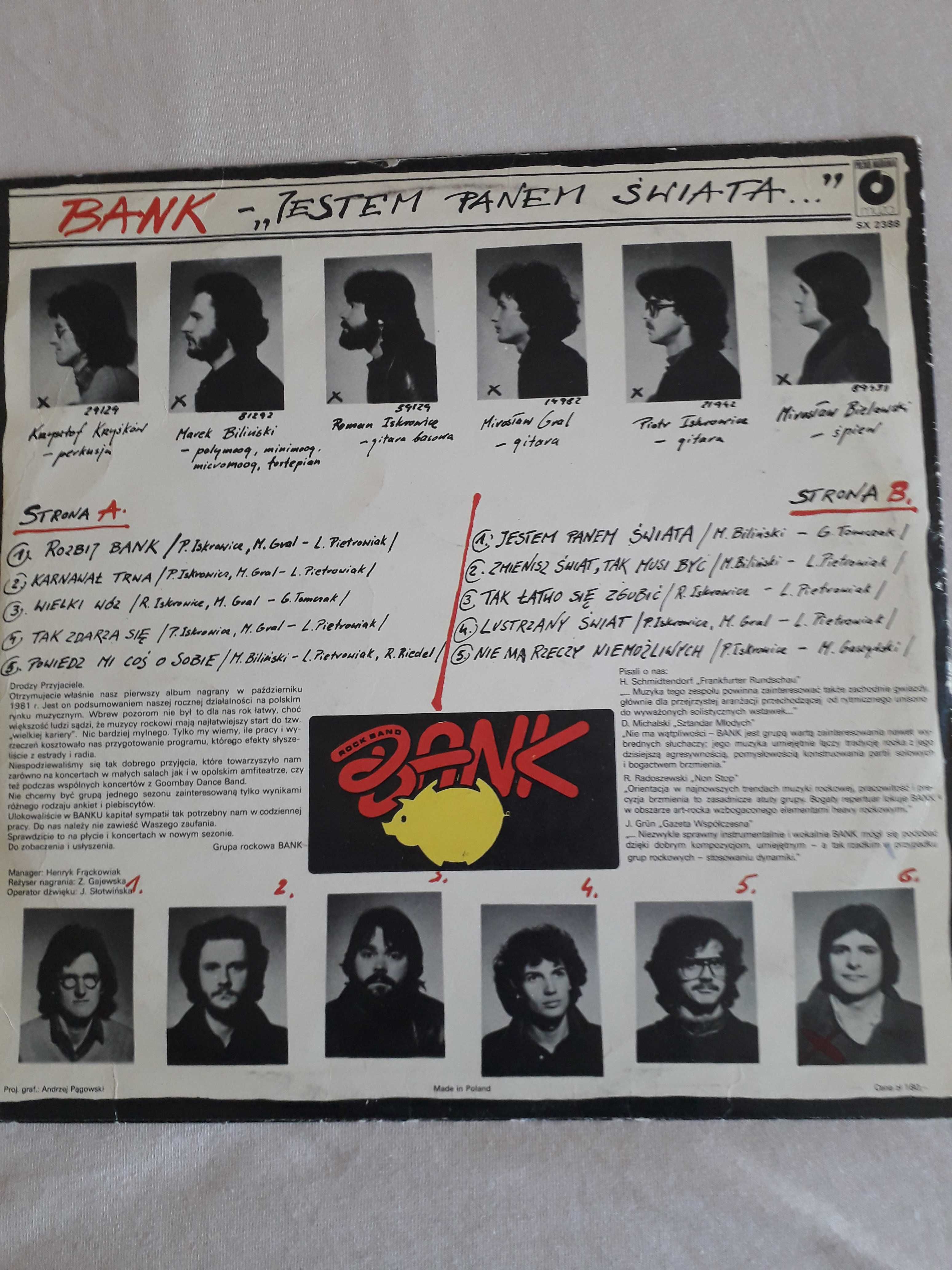 BANK Jestem panem świata. Rock, pop. Płyta winylowa