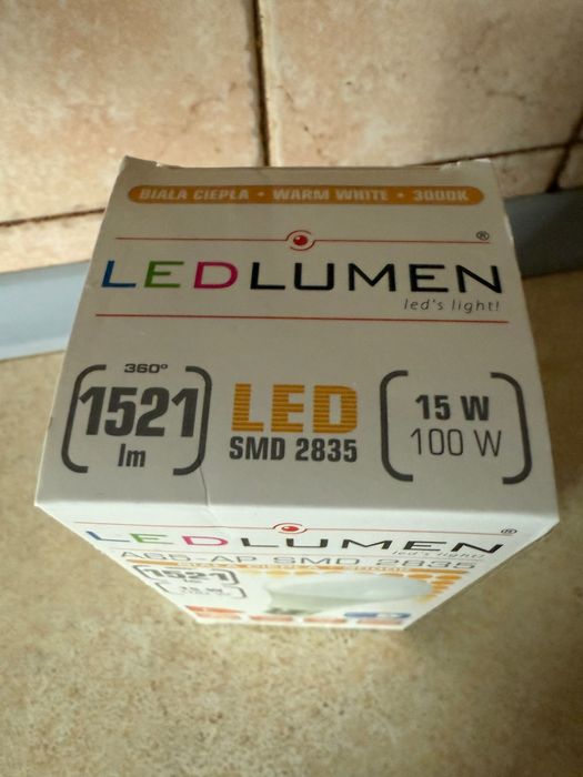 Żarówka LED E27 A65 15W = 100W SMD 1521lm 240° Energooszczędna  3000K